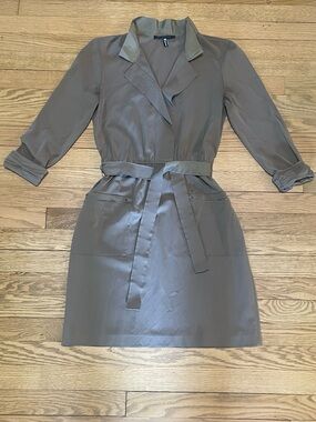Elie Tahari 5F Bergdorf Goodman Olive Khaki Cargo Shift Dress -Silk - Sz 4
